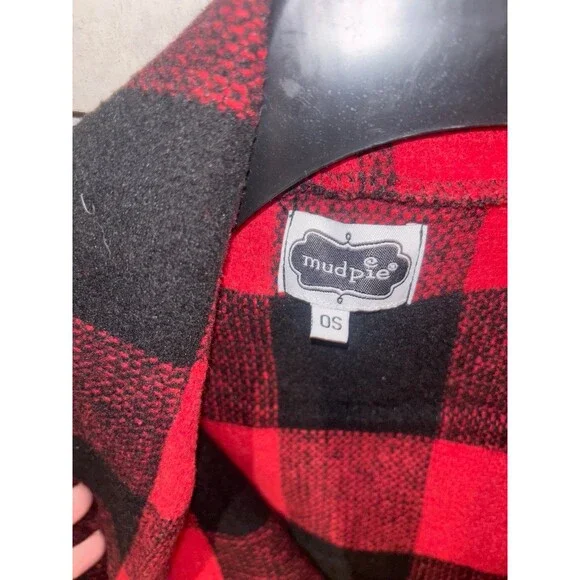 MudPie One size red buffalo plaid/checkered plaid Vest - Picture 3 of 7